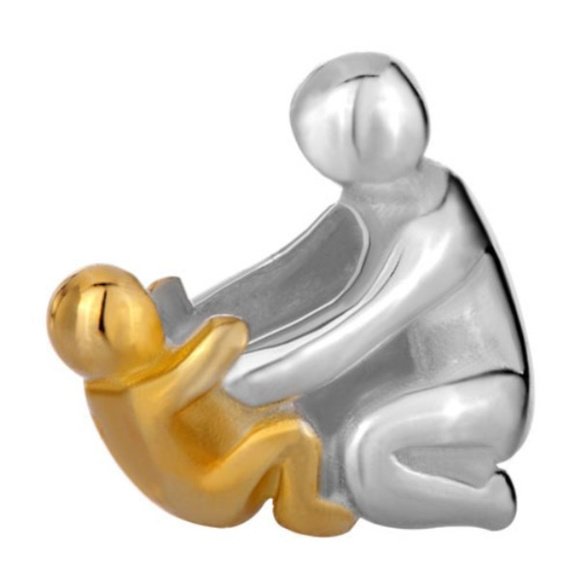 FREE S/H Pugster Mother Child Bracelet 22kt Gold Plate Charm - Fits Pandora - Picture 3 of 3